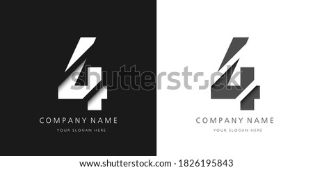 four number modern logo broken design