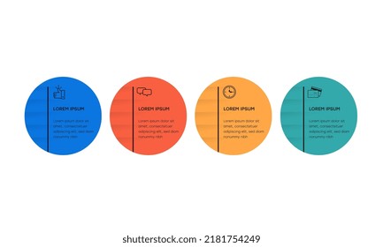 Four numbered steps placed in horizontal row. Concept of 4 stages of marketing strategy. Modern flat infographic design template. Simple vector illustration for business presentation.