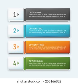 Four numbered vector labels in different colors.