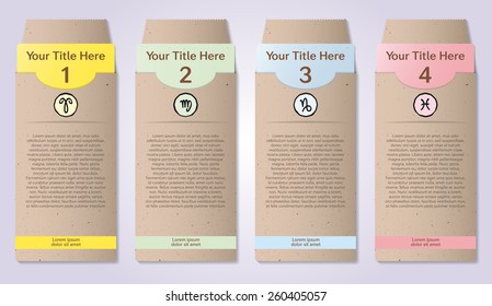 Four numbered white envelopes for infographics