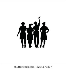 Four nurses silhouette vector art.