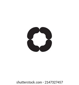 Vier Nüsse, Buchstabe O, einfaches Symbol, Vektorsymbol