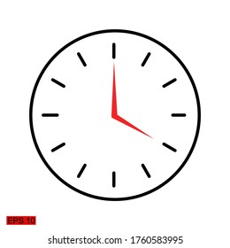 
four o'clock, flat style. illustration of a wall clock