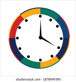 Diseño moderno vectorial colorido con icono de las cuatro en punto