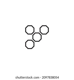 four octagon letter y, simple symbol line vector logo
