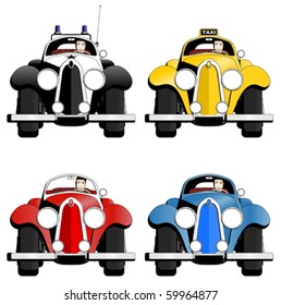 four old cars