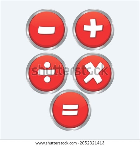 Four Operations and Equal Red Buttons Vector
