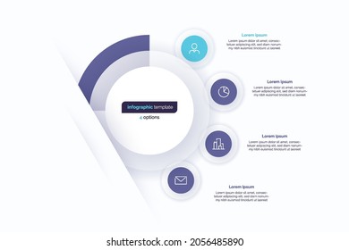 Four option circle infographic design template. Vector illustration.