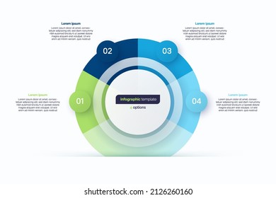 Vier Optionen Kreis Infografik Design Vorlage. Vektorgrafik.