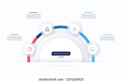 Four option circle infographic design template. Vector illustration.