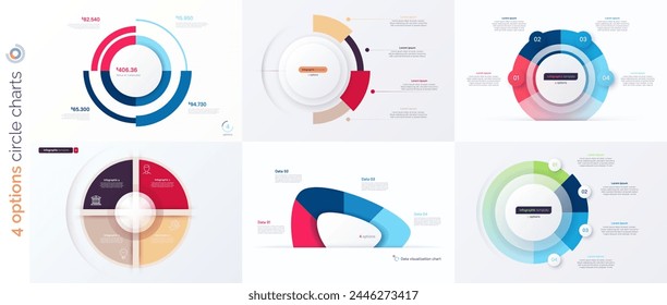 Four option circle infographic design templates. Vector illustration.