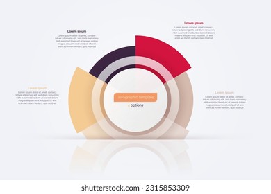 Vier optionales Kreisdiagramm. Vektorgrafik.