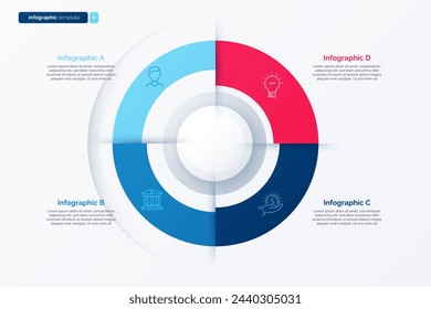 Vier Optionen Zyklus Infografik Diagramm. Vektorgrafik.