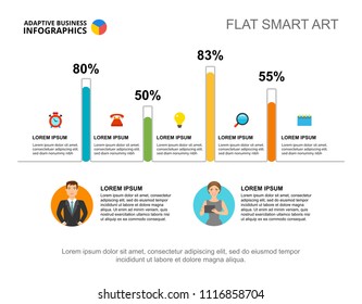 Four options bar chart template for presentation. Vector illustration. Diagram, graph, infochart. Performance, statistics, planning or marketing concept for infographic, report.