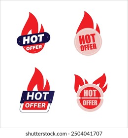 Four Options Hot Offer  Dynamic Label With Flame Icon And Text Hot Offer