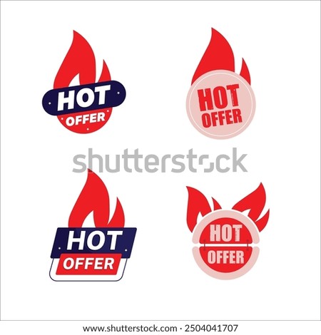 Four Options Hot Offer  Dynamic Label With Flame Icon And Text Hot Offer