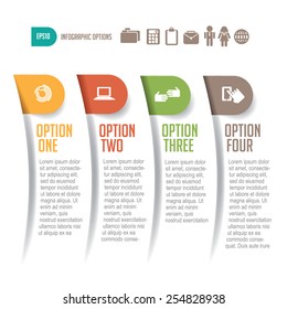 Four Options Infographic Design EPS 10 Vector Royalty Free Stock Illustration For Meetings, Ad, Promotion, Poster, Flier, Blog, Article, Slideshow, Presentation, Web Page