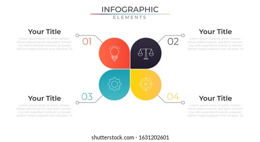 Four options infographic design template with icons . Vector for company and corporate business project and presentation. Eps 10