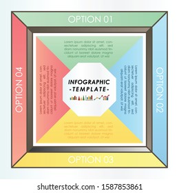 Four options infographic template in square box. for graphic design and business pressentation.