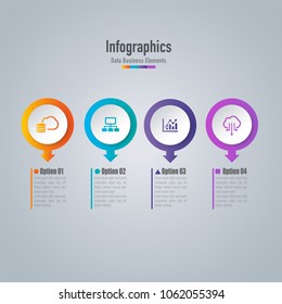 Four Options Infographics Data Business Elements Vector - Can be used for workflow layout, diagram, annual report, web design.