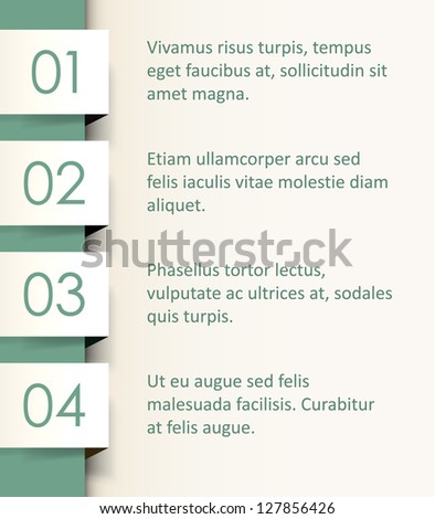 Four options list with numbers marks. EPS10 vector background.
