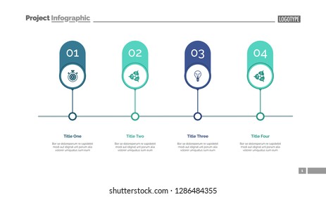 Four options on timeline slide template. Business data. Graph, diagram. Creative concept for infographic, templates, presentation, report. Can be used for topics like management, teamwork, marketing