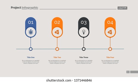 Four options on timeline slide template. Business data. Graph, diagram. Creative concept for infographic, templates, presentation, report. Can be used for topics like management, teamwork, marketing
