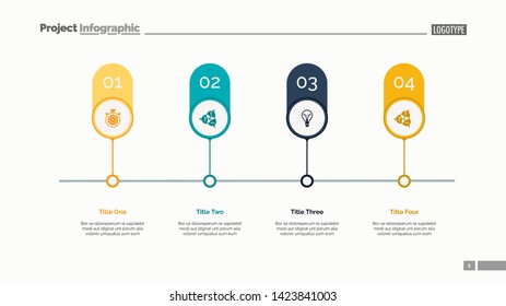 Four options on timeline slide template. Business data. Graph, diagram. Creative concept for infographic, templates, presentation, report. Can be used for topics like management, teamwork, marketing