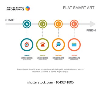Four options process chart. Business data. Workflow, startup, design. Creative concept for infographic, templates, presentation. Can be used for topics like marketing, management, planning.