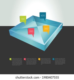 Four options square infographics template.