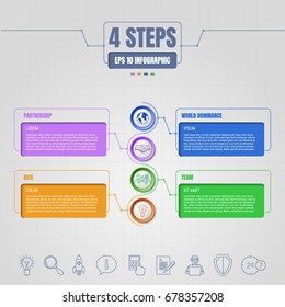 Four options or steps infographic. Business thin line icons. Template for your design works. Vector illustration.