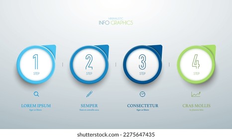 Four options or steps, timeline pattern. 4 circles, rounds. Vector illustration. Can be used for workflow layout, diagram, number options, step up options, web design, infographics