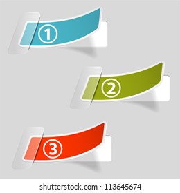 Four Options Sticker Labels on Sheets Paper in Pockets, vector illustration
