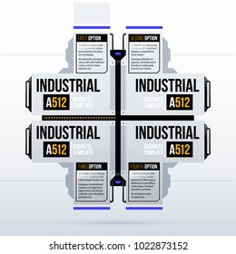 Four options template in clean hi-tech/techno style on white background