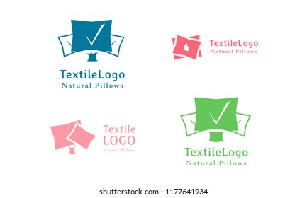 Four options for textile ( pillows )logo. Eco pillows logotype in different colors