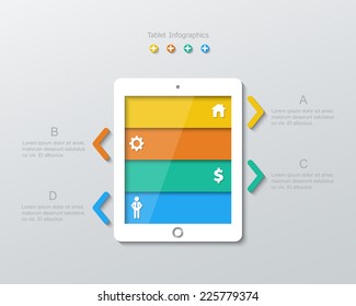 four options within paper tablet computer screen infographics in flat design style. vector.