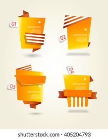 Four orange paper circles with place for your own text.