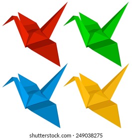 Four origami designs on a white background