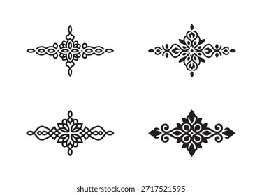 Cuatro diseños de Vector ornamentales para crear elegantes acentos decorativos y separadores de página
