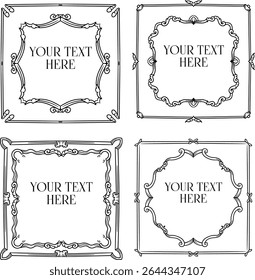  four ornaments with luxury frames with the words (your text here) in the middle