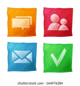 Four outline interface buttons hand drawing sketch