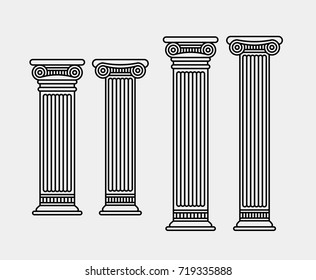 Four outlined ancient columns. Two long and two short