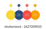 Four overlapping circles infographic with icons and space for data. Four steps or options
