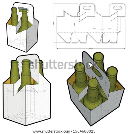 Four pack of bottles self assembly and Die-cut Pattern
