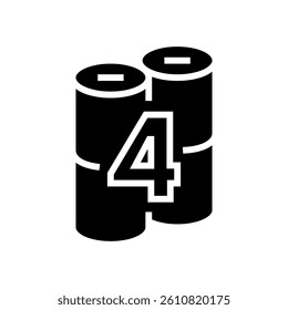 four pack toilet paper glyph icon vector. four pack toilet paper sign. isolated symbol illustration