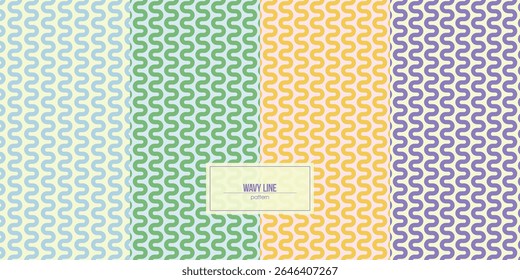four packages wavy line pattern with cute colorful pastel style