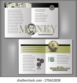 Four Page Brochure Layout Template with Money Elements