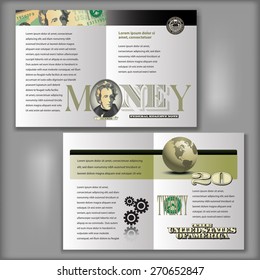 Four Page Brochure Layout Template with Money Elements