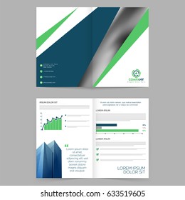 Four pages Brochure, Template design with statistical infographic elements for Business.