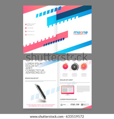 four pages brochure template presentation modern stock vector